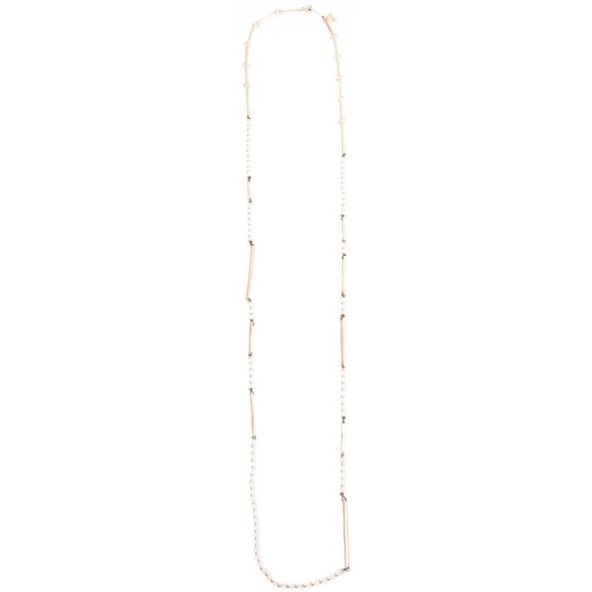 COLLAR LARGO CUENTAS METAL PIEDRAS