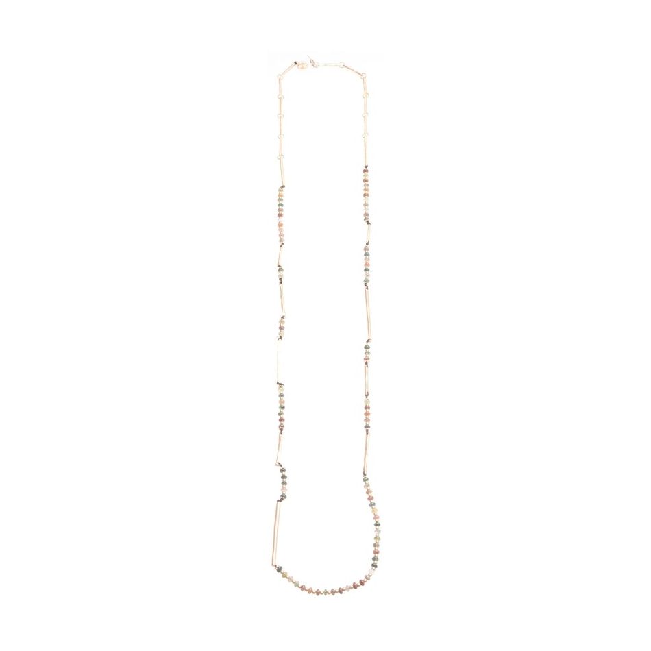COLLAR LARGO CUENTAS METAL PIEDRAS