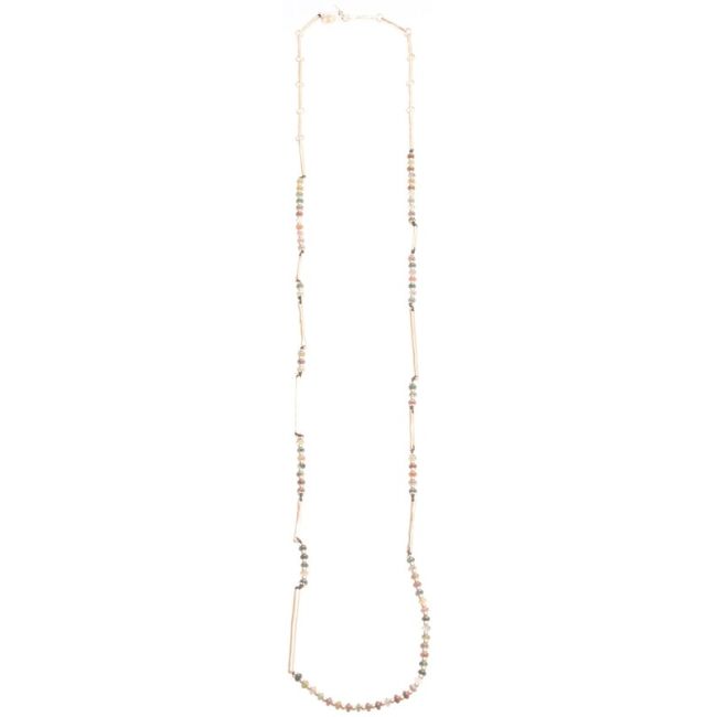 LONG NECKLACE METAL STONE BEADS