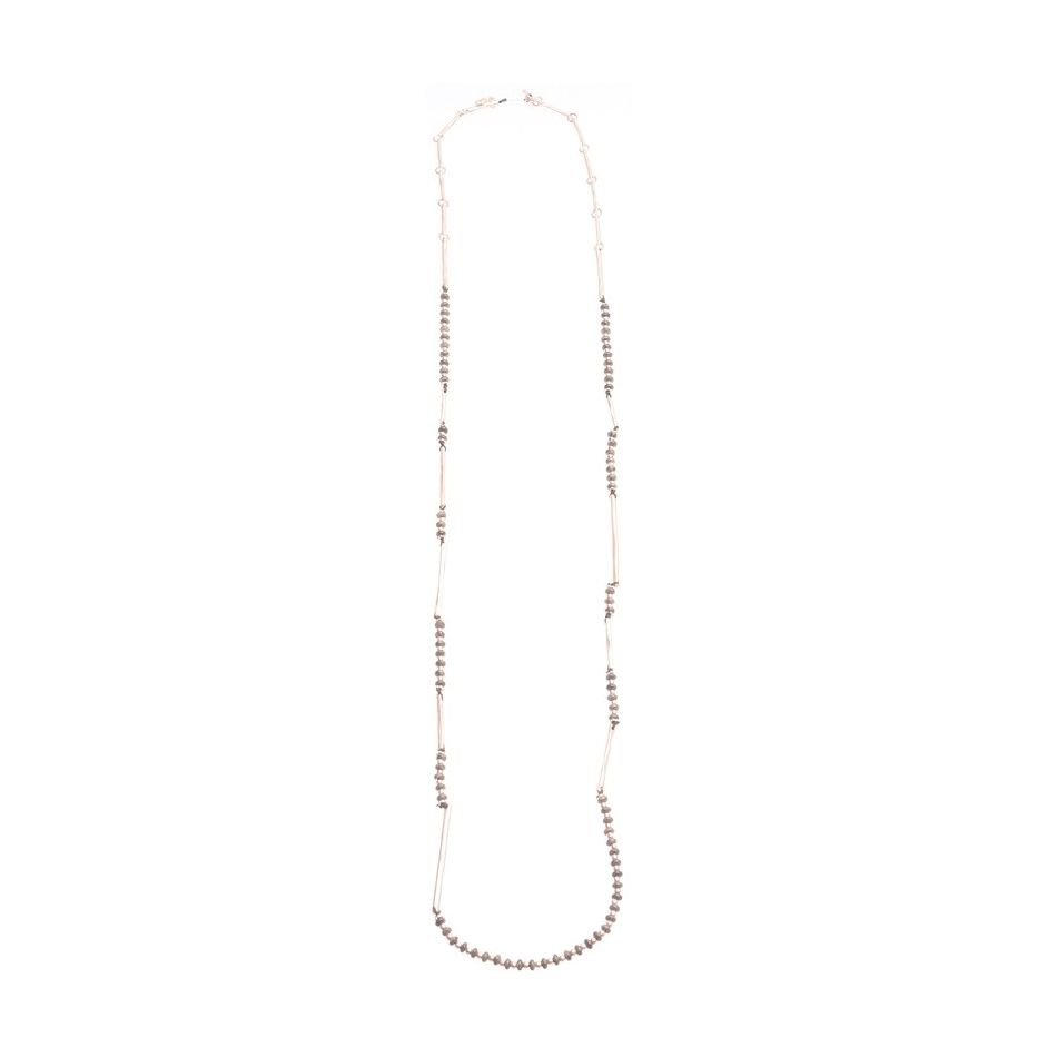LONG NECKLACE METAL STONE BEADS