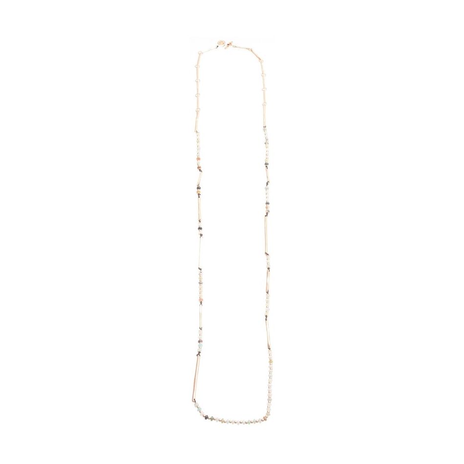 COLLAR LARGO CUENTAS METAL PIEDRAS