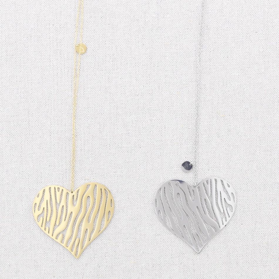 COLLAR ACERO COLGANTE CORAZON CALADO