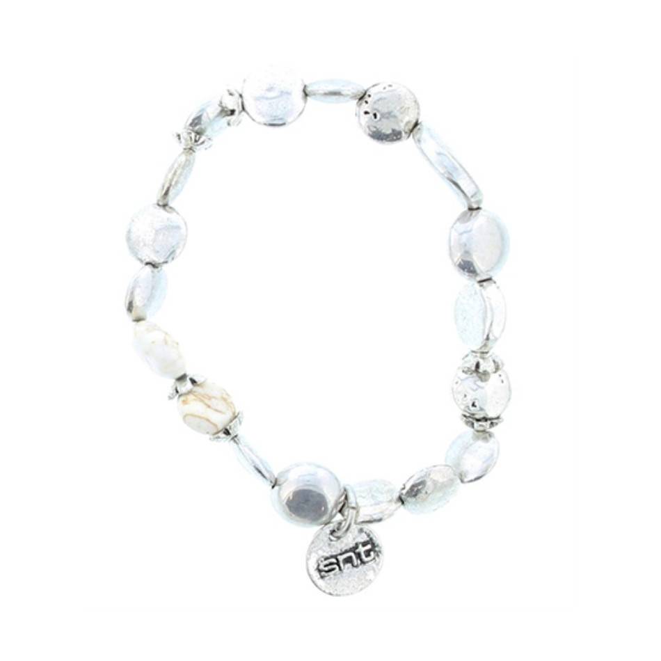 PULSERA CUENTAS METAL PIEDRAS