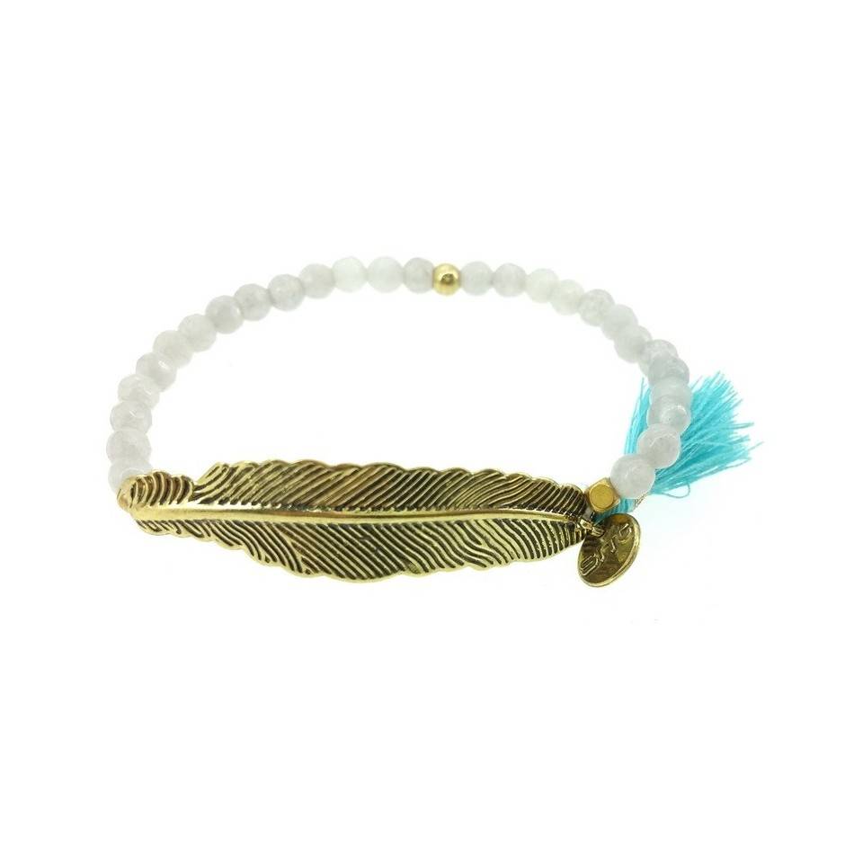 METAL LEAF FACETED BEADS BRACELET