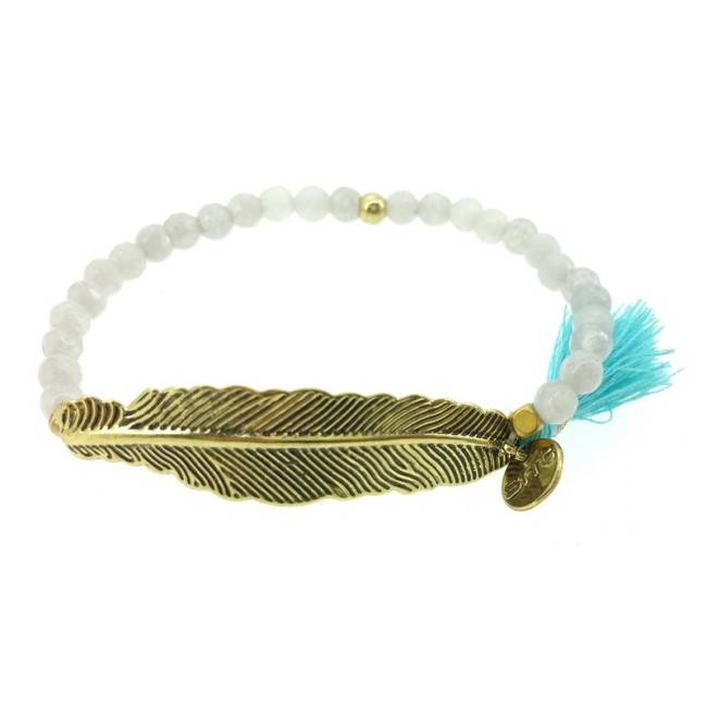 METAL LEAF FACETED BEADS BRACELET
