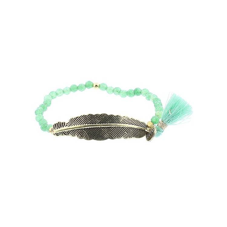 METAL LEAF FACETED BEADS BRACELET