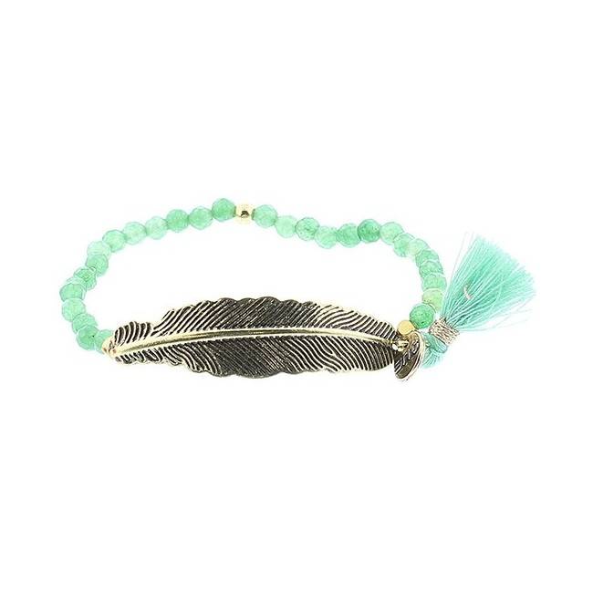 METAL LEAF FACETED BEADS BRACELET