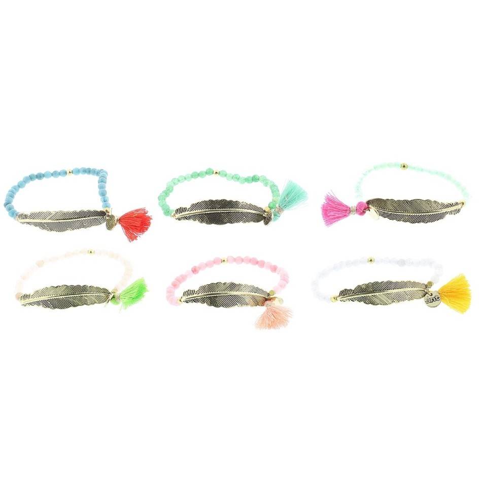 METAL LEAF FACETED BEADS BRACELET