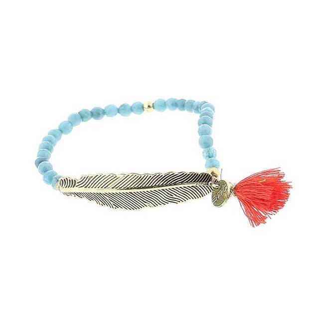 METAL LEAF FACETED BEADS BRACELET