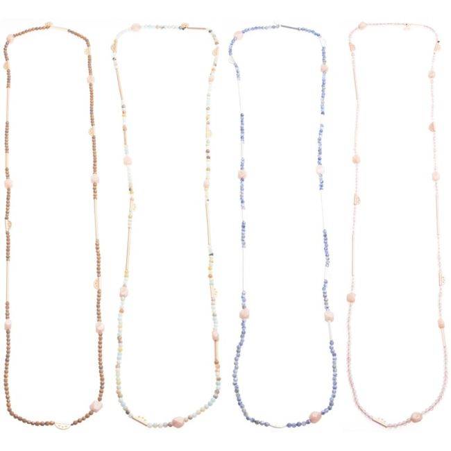 COLLAR LARGO CUENTAS METAL PIEDRAS