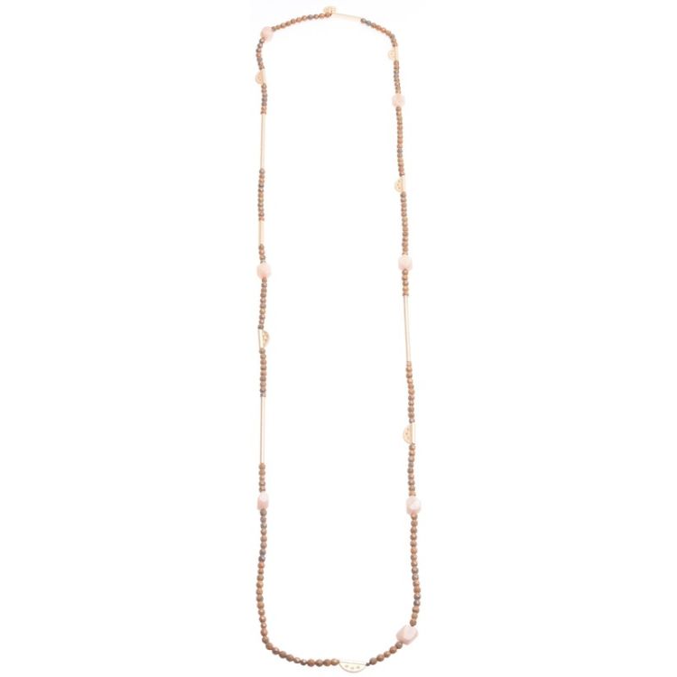 COLLAR LARGO CUENTAS METAL PIEDRAS