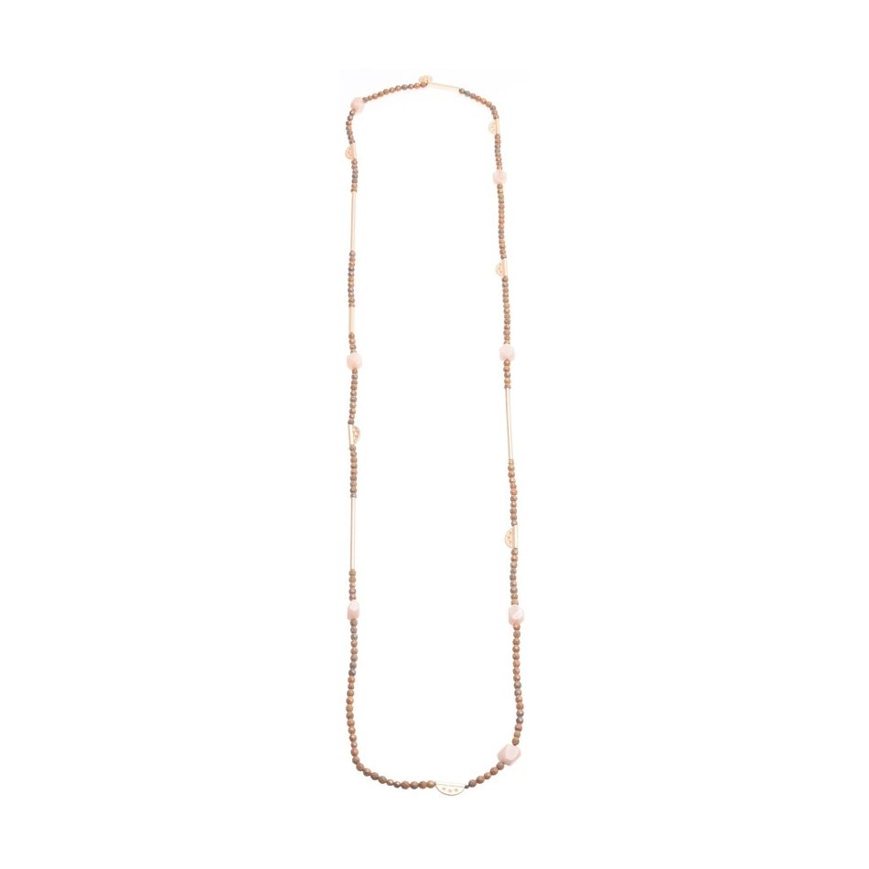 COLLAR LARGO CUENTAS METAL PIEDRAS