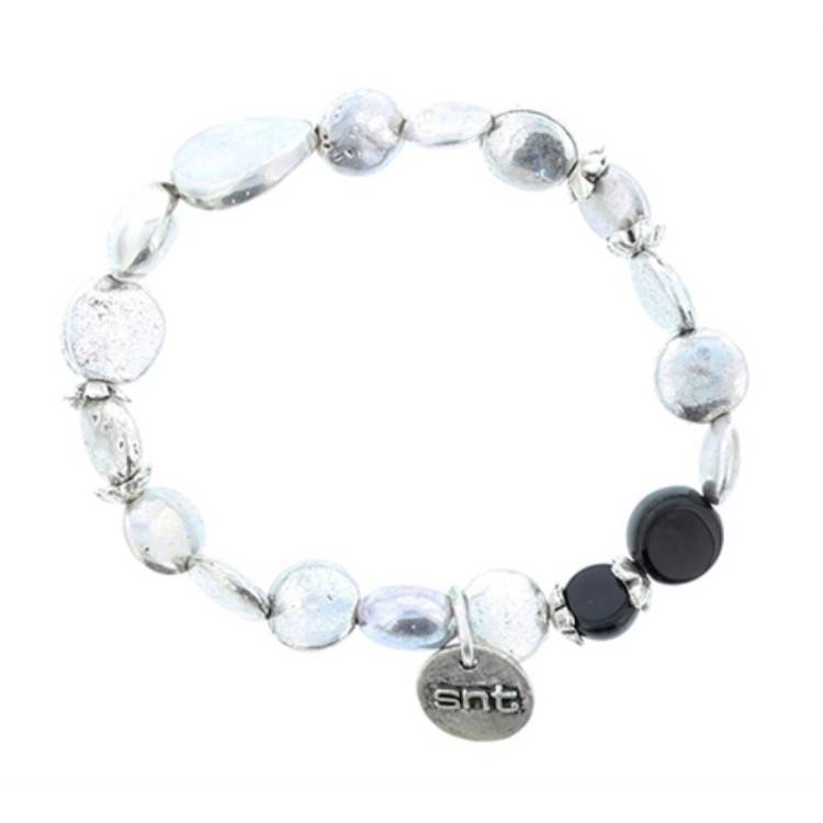 PULSERA CUENTAS METAL PIEDRAS