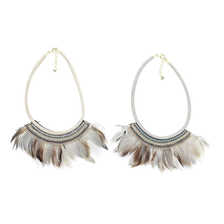 DELUXE ETHNIC FEATHERS SHORT NECKLACE