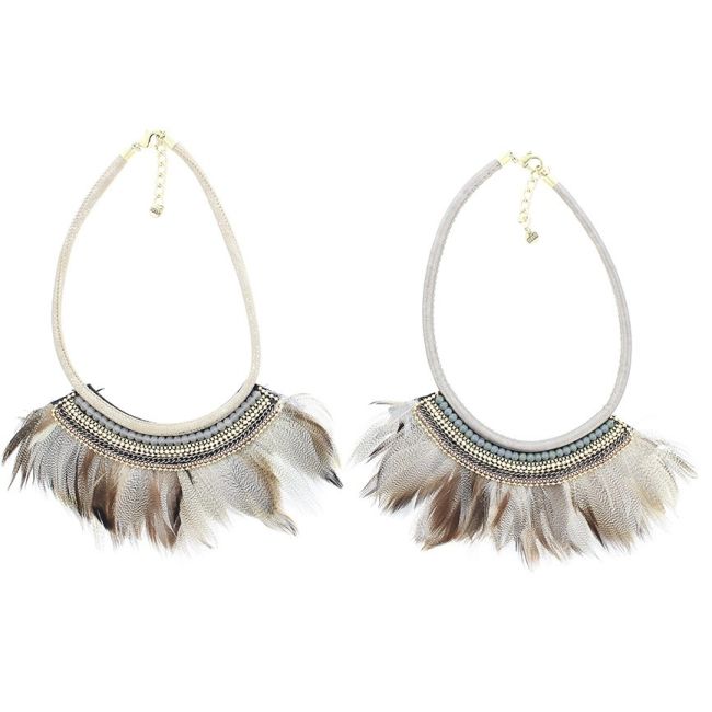 DELUXE ETHNIC FEATHERS SHORT NECKLACE