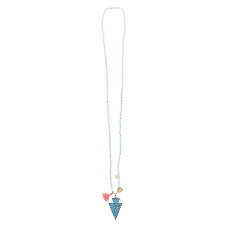 LONG NECKLACE WITH PENDANT BEADS STONE