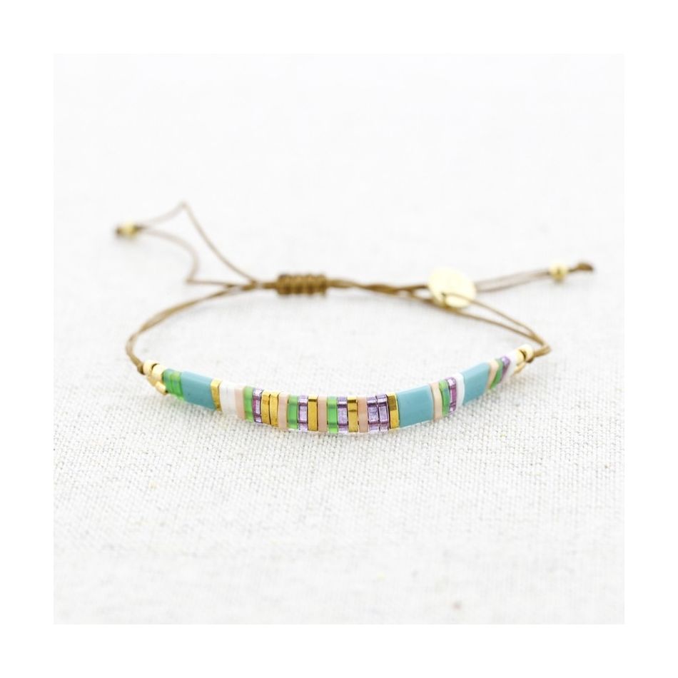 PULSERA ACERO MACRAMÉ CUENTAS MIYUKI
