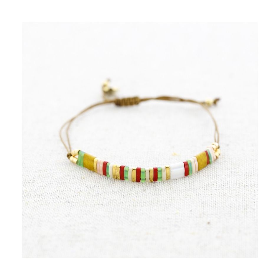 PULSERA ACERO MACRAMÉ CUENTAS MIYUKI