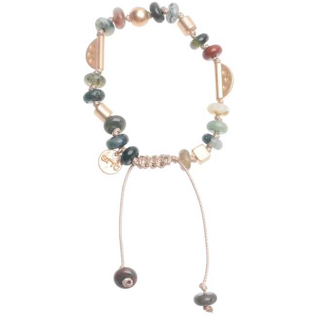 MACRAMÉ BRACELET WITH STONE METAL BEADS