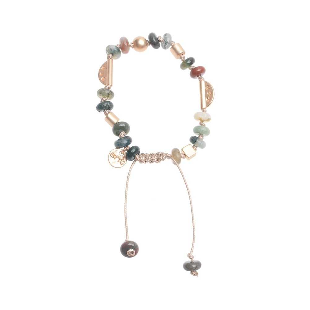 MACRAMÉ BRACELET WITH STONE METAL BEADS