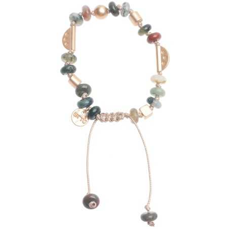 MACRAMÉ BRACELET WITH STONE METAL BEADS