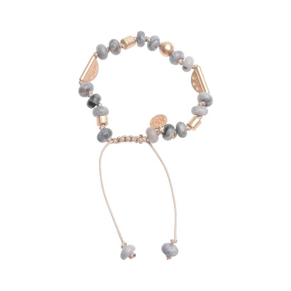 MACRAMÉ BRACELET WITH STONE METAL BEADS