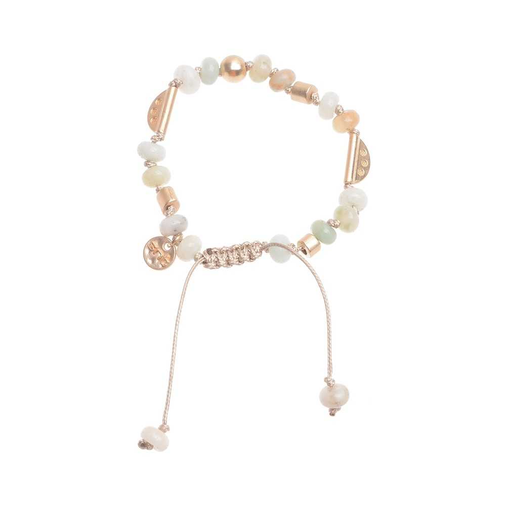 MACRAMÉ BRACELET WITH STONE METAL BEADS