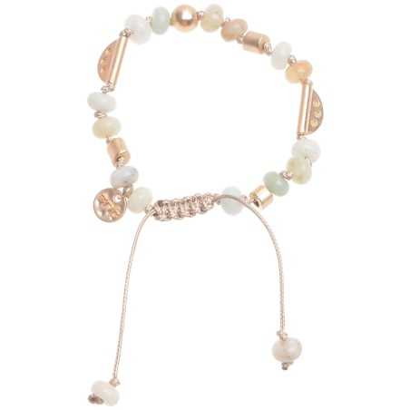 MACRAMÉ BRACELET WITH STONE METAL BEADS