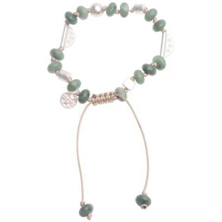 MACRAMÉ BRACELET WITH STONE METAL BEADS