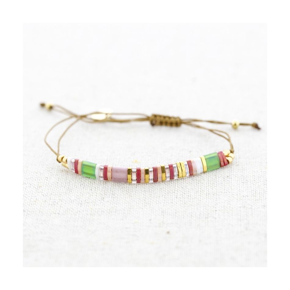 PULSERA ACERO MACRAMÉ CUENTAS MIYUKI