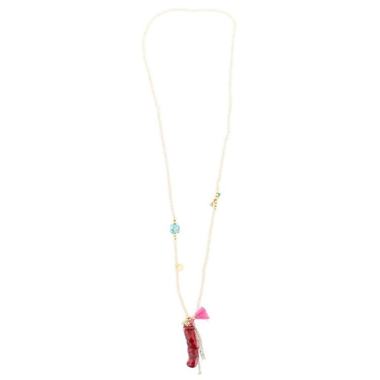 LONG PENDANT NECKLACE CORAL 2