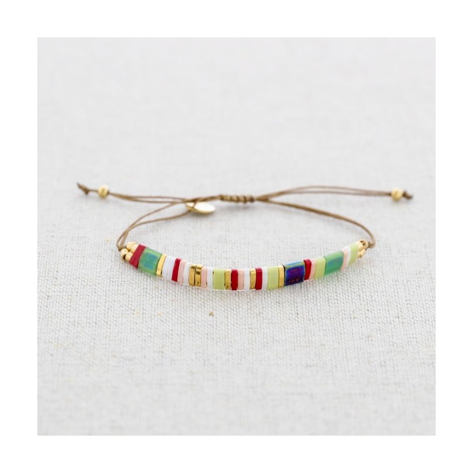 PULSERA ACERO MACRAMÉ CUENTAS MIYUKI