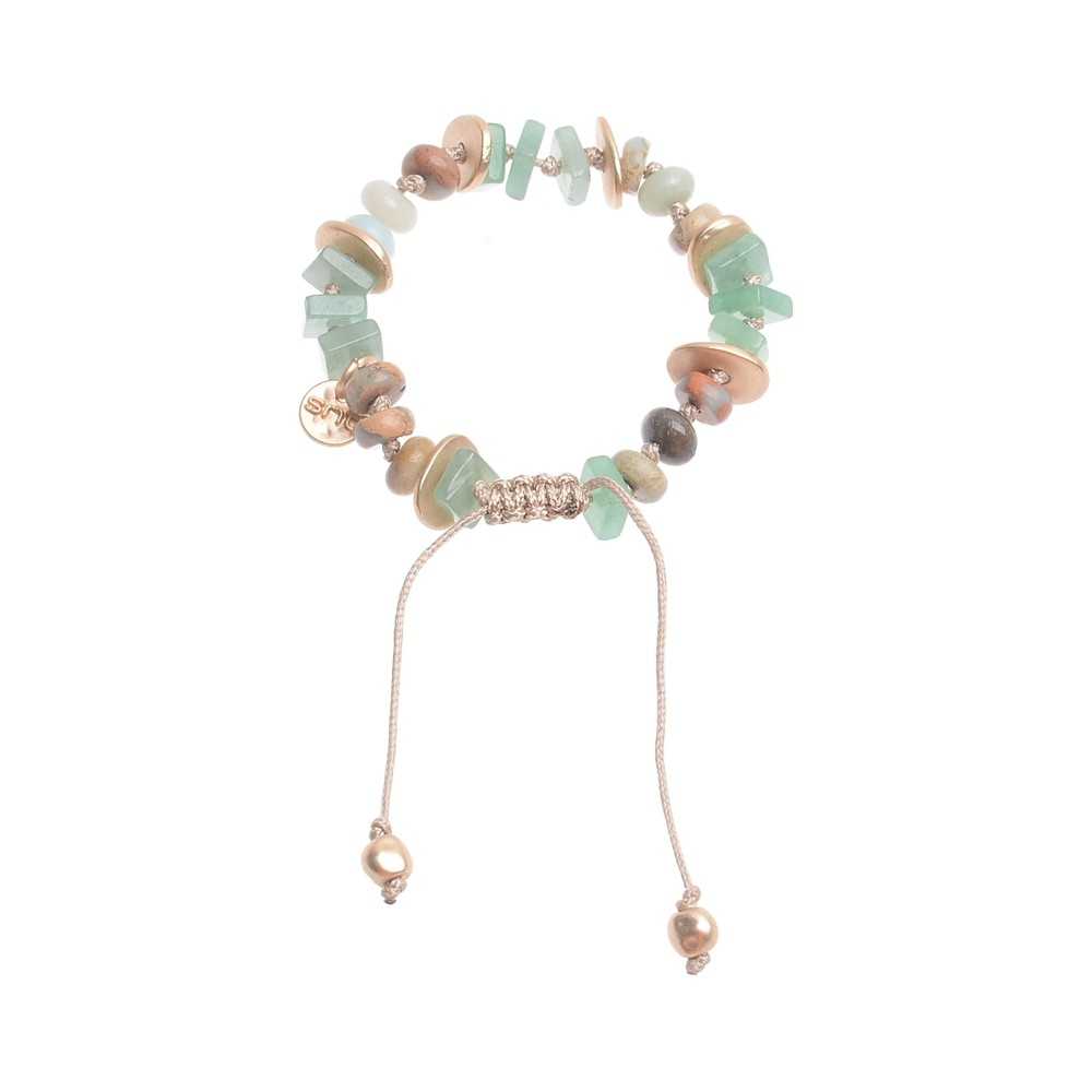 MACRAMÉ BRACELET WITH STONE METAL BEADS