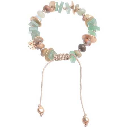 MACRAMÉ BRACELET WITH STONE METAL BEADS