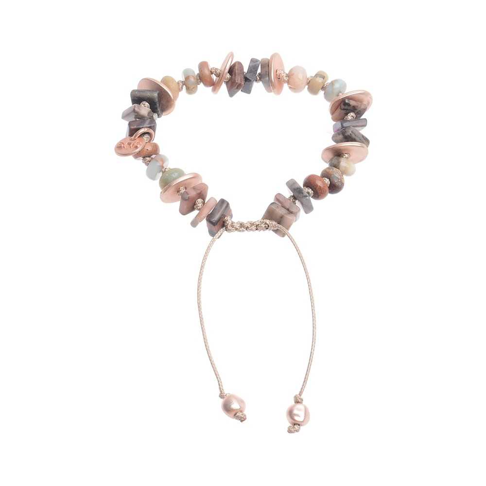 MACRAMÉ BRACELET WITH STONE METAL BEADS