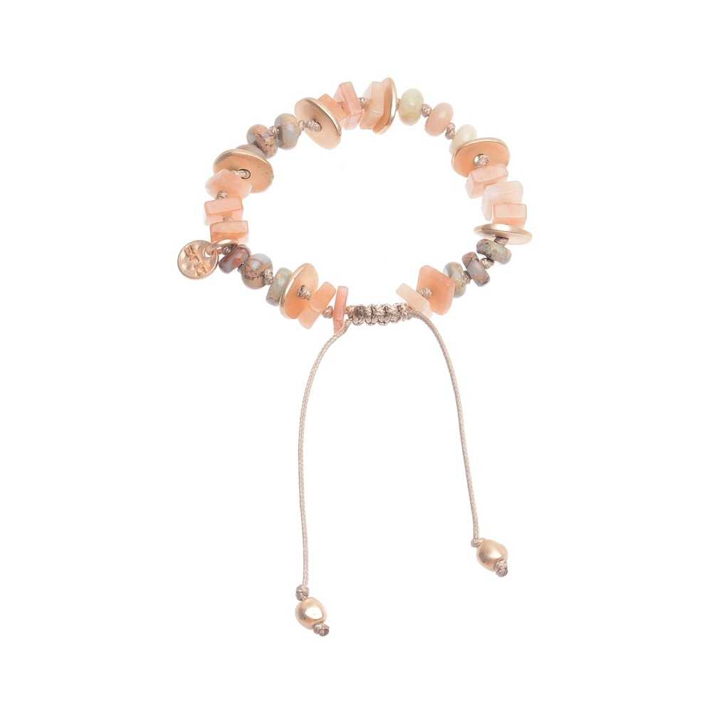 MACRAMÉ BRACELET WITH STONE METAL BEADS