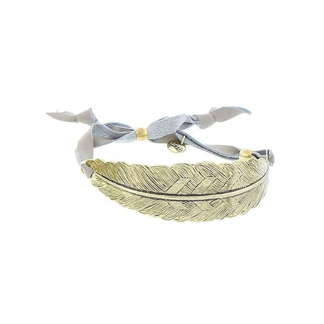 LEAF METAL LEATHER CORD BRACELET