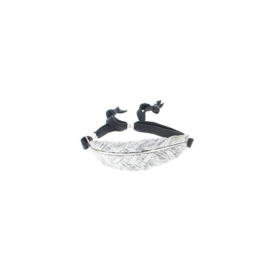 LEAF METAL LEATHER CORD BRACELET