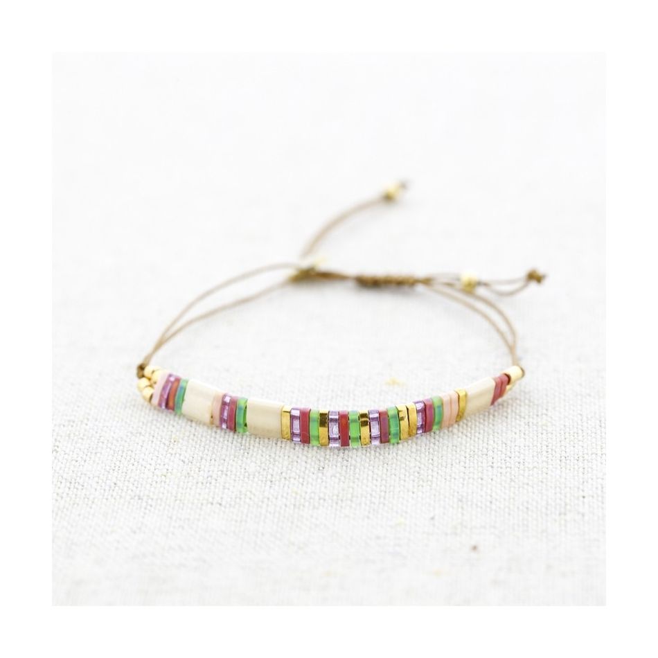PULSERA ACERO MACRAMÉ CUENTAS MIYUKI