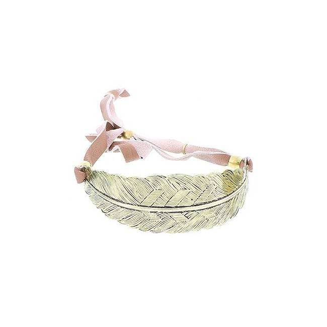 LEAF METAL LEATHER CORD BRACELET