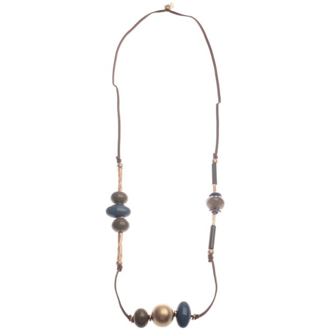 LONG SUEDE NECKLACE WITH BEADS