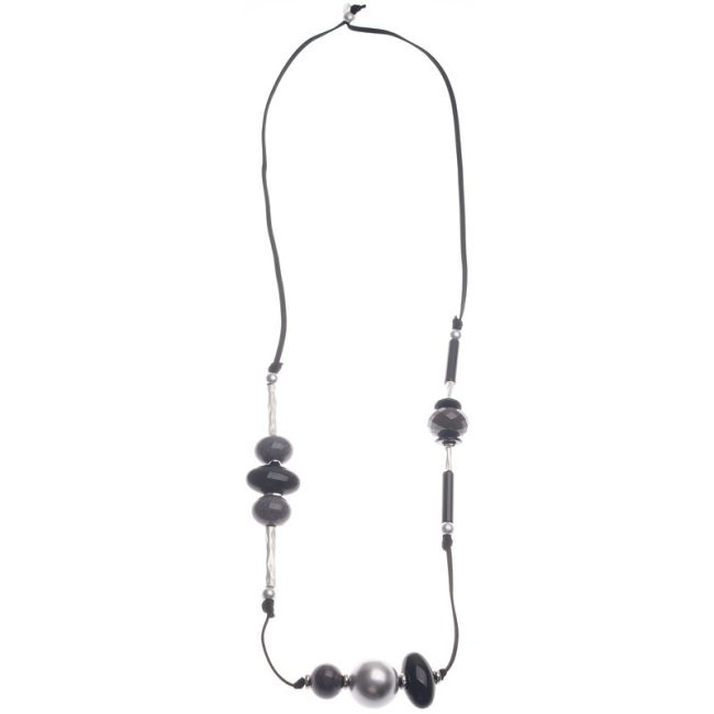 LONG SUEDE NECKLACE WITH BEADS