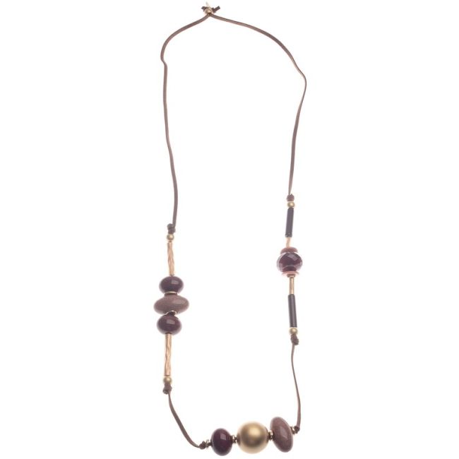 LONG SUEDE NECKLACE WITH BEADS