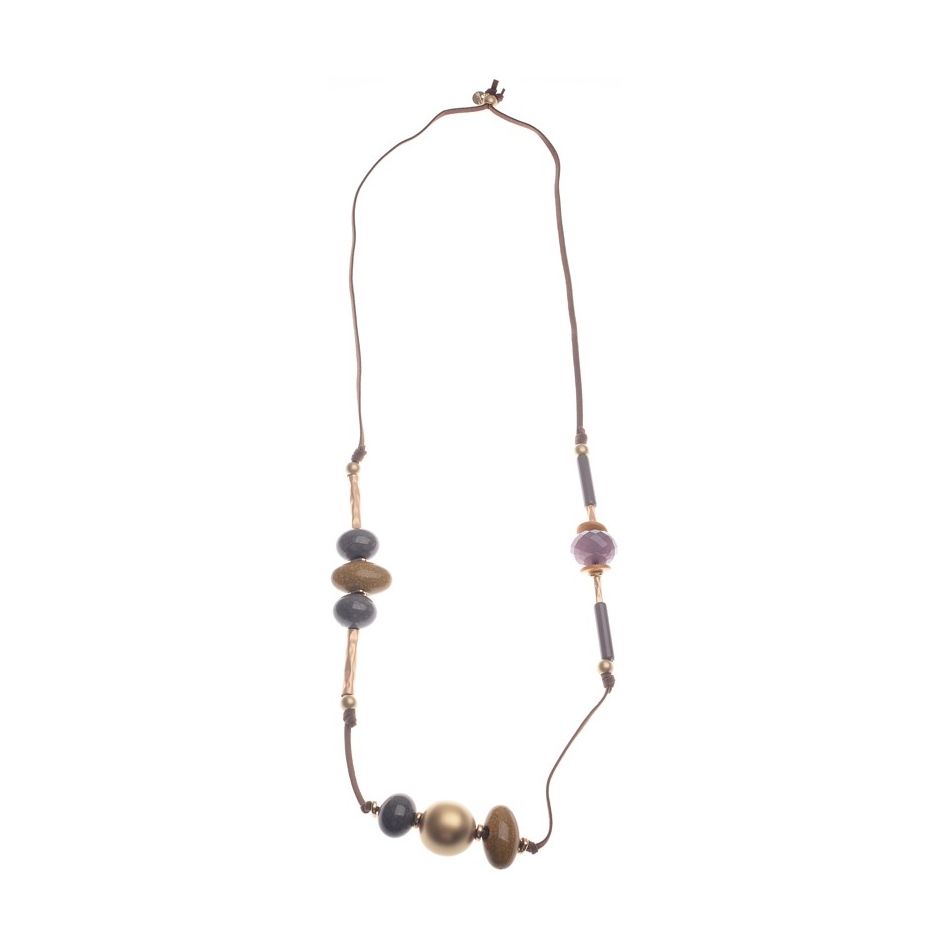 LONG SUEDE NECKLACE WITH BEADS