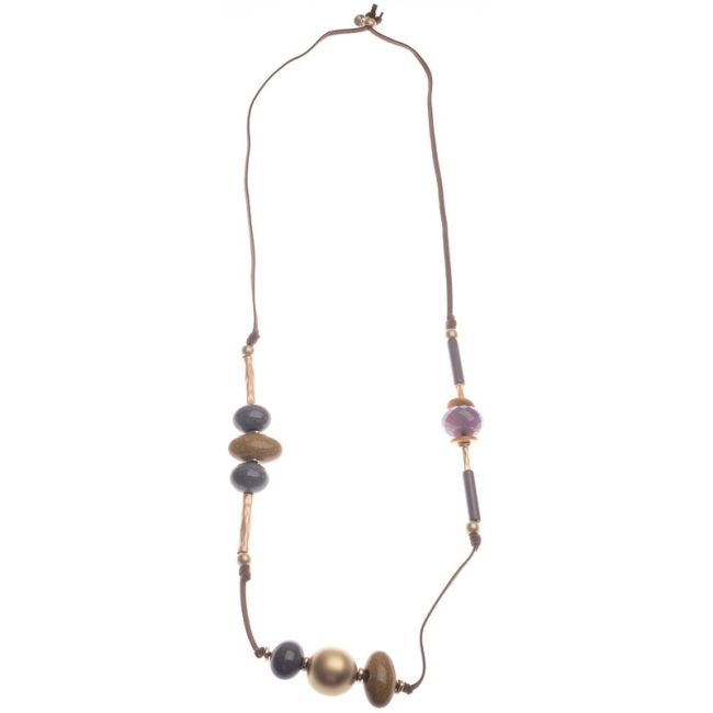 LONG SUEDE NECKLACE WITH BEADS