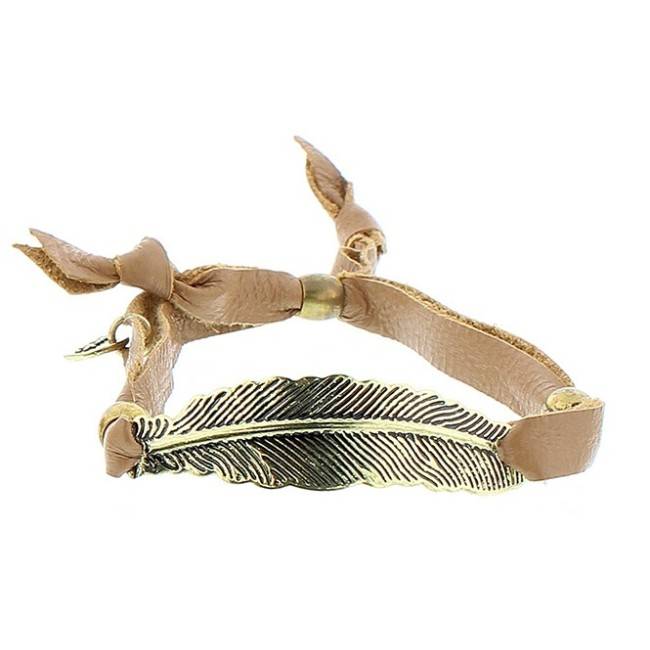 METAL LEAF LEATHER BRACELET