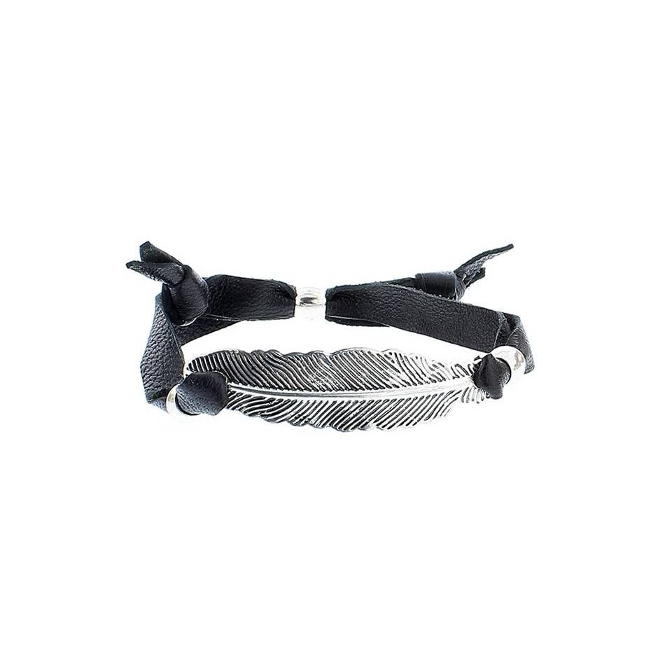 METAL LEAF LEATHER BRACELET