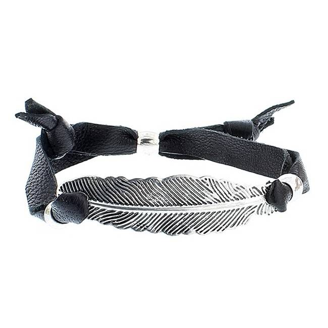METAL LEAF LEATHER BRACELET
