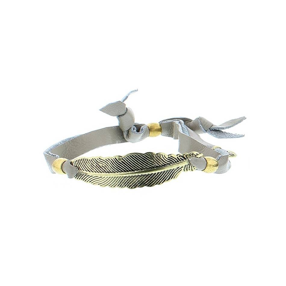 METAL LEAF LEATHER BRACELET