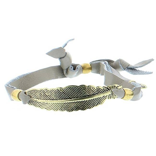 METAL LEAF LEATHER BRACELET